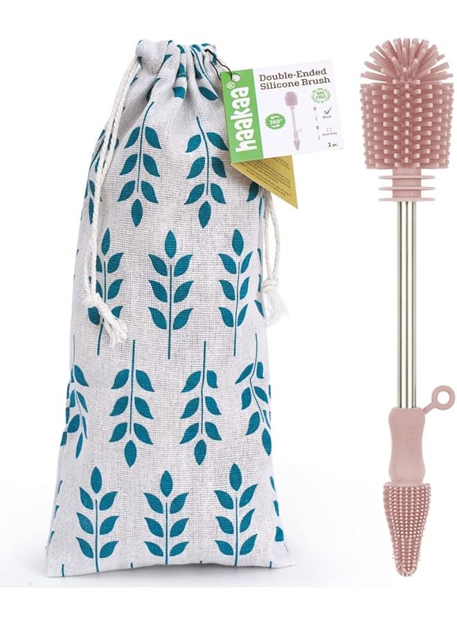 haakaa Double Ended Silicone Cleaning Brush Blush  - Image 1