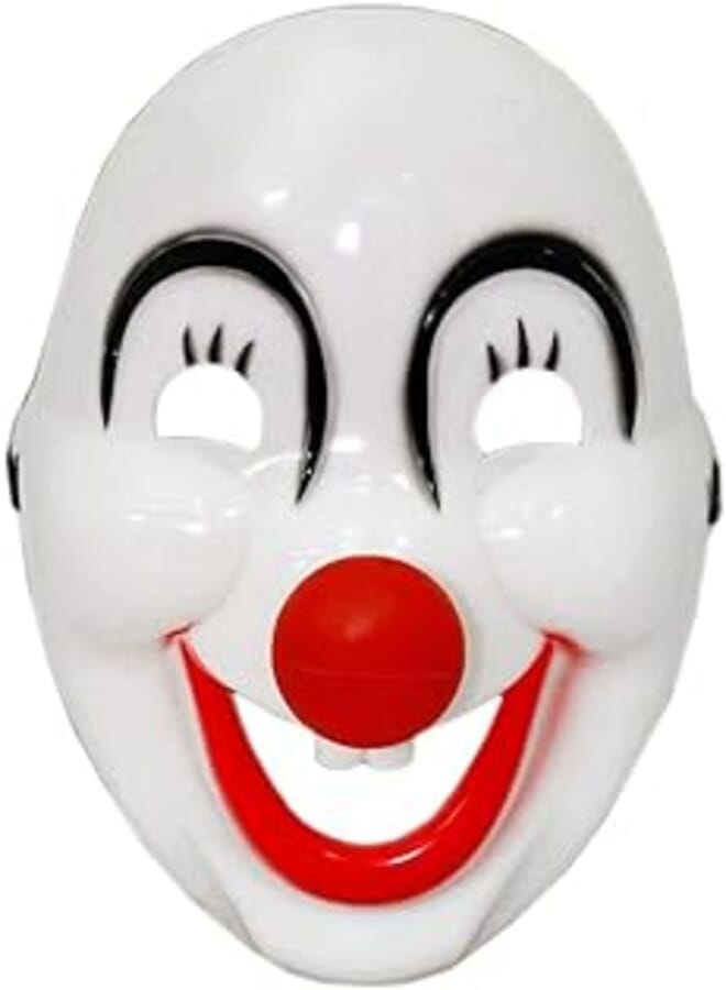 OR Halloween mask for the face with a funny clown design - white
