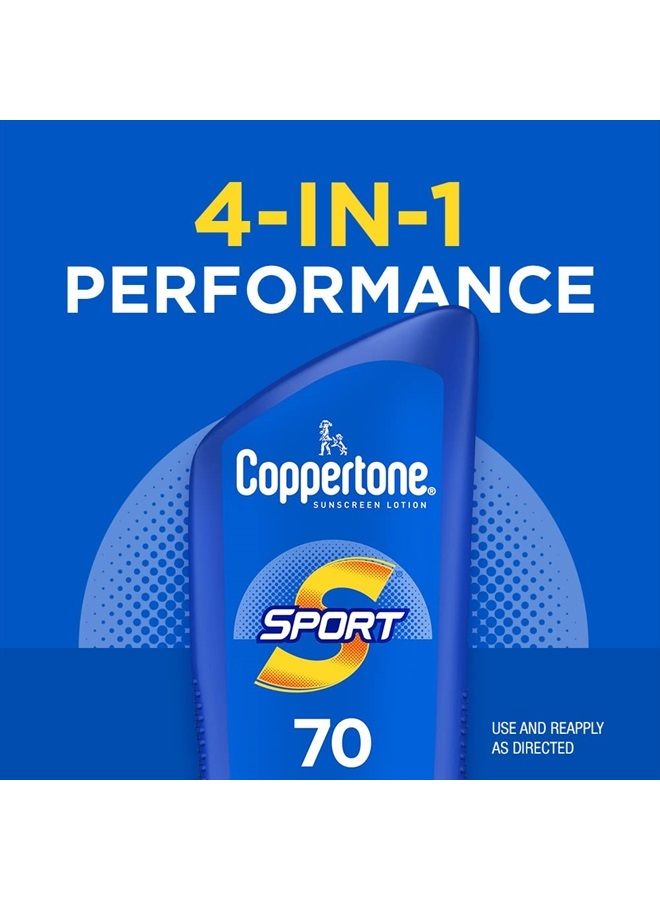 Coppertone لوسيون واقي من الشمس SPORT SPF 70، واقي شمس مقاوم للماء، لوسيون واقي للجسم، 7 أونصة سائلة - Image 3
