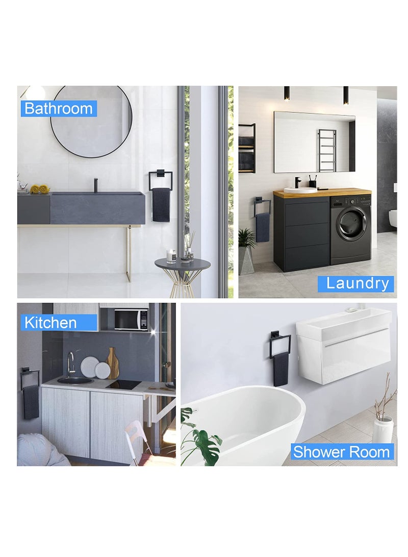 Modern Matte Black Square Towel Holder - Wall Mounted Stainless Steel Hanger for Bathroom, Kitchen, Office & Hotel - Image 5