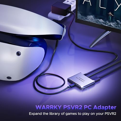 Warrky PSVR2 PC Adapter, PSVR2 Accessories [Aluminum Shell, Nylon-Braided Cable] Compatible with PSVR2, AR Glasses, Portable Monitor, DP 1.4 Cable&15W Power Supply Included - Image 2