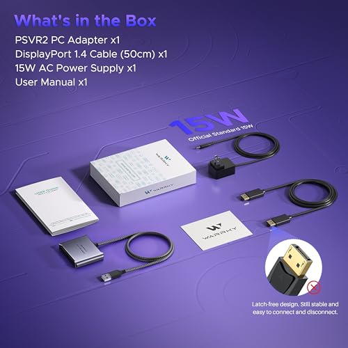 Warrky PSVR2 PC Adapter, PSVR2 Accessories [Aluminum Shell, Nylon-Braided Cable] Compatible with PSVR2, AR Glasses, Portable Monitor, DP 1.4 Cable&15W Power Supply Included - Image 4