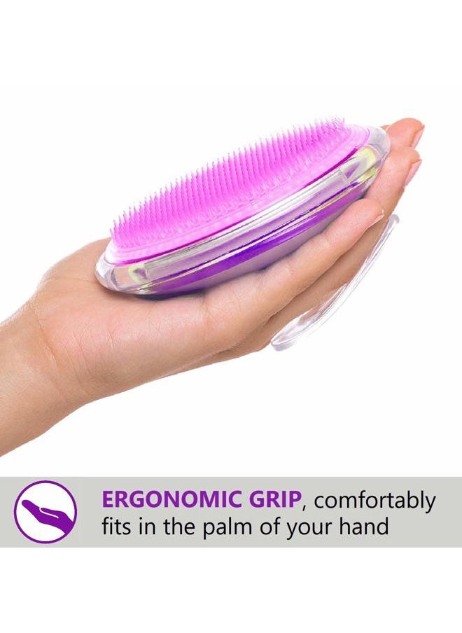 MARBLERS 3 Pack Body and Face Exfoliating Brushes for Ingrown Hairs Treatment, Razor Bumps, Shaving Irritation - Silicone Scrubbers Gift Set, Skin Exfoliator Brush Dry Brushing Loofah for Smooth Skin  - Image 4