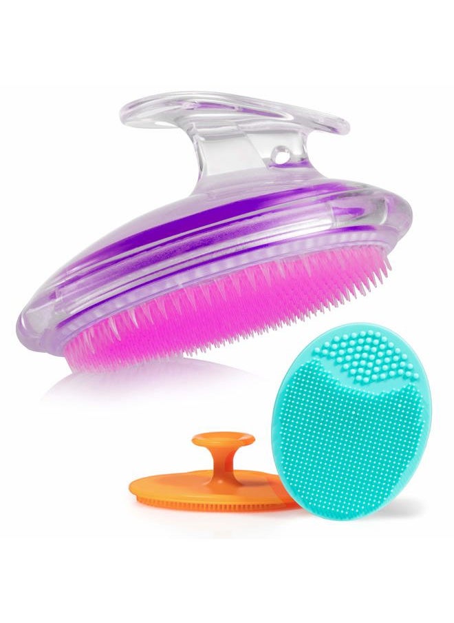 MARBLERS 3 Pack Body and Face Exfoliating Brushes for Ingrown Hairs Treatment, Razor Bumps, Shaving Irritation - Silicone Scrubbers Gift Set, Skin Exfoliator Brush Dry Brushing Loofah for Smooth Skin  - Image 1
