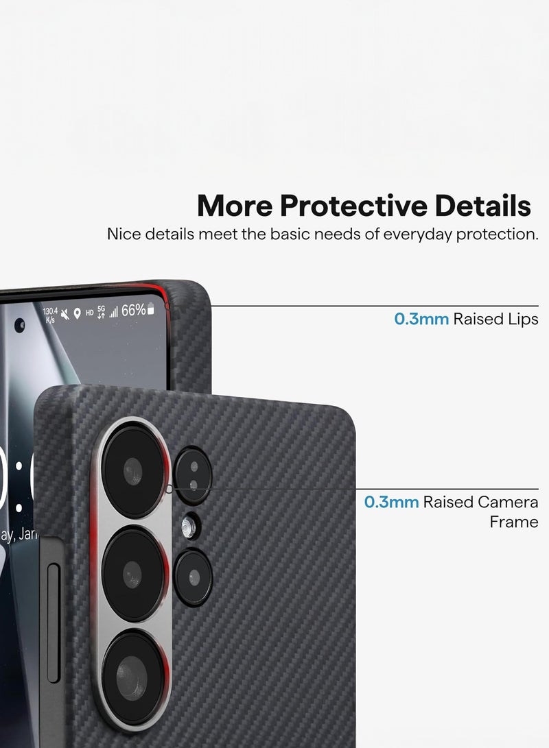 PITAKA S25 Ultra Magsafe Case Ultra Slim / Raised Camera Lip / Woven Touch / Drop and Damage Protection / Durable Back Cover - Black/Grey Twill - Image 5