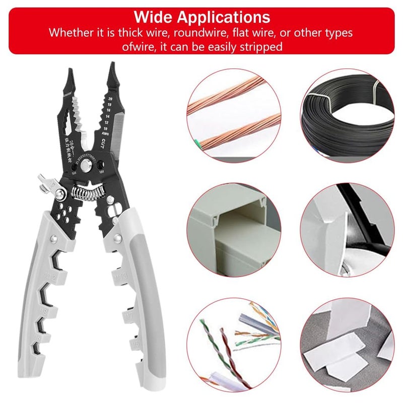 Obedient Obedient Wire Stripper Plier Crimping Tool 28IN1 and Cutter Multifunctional Tool Chromium Vanadium Steel Cutting Crimping for Electrician Stainless Puller Plier Cable Looping Splitting Stripping  - Image 4