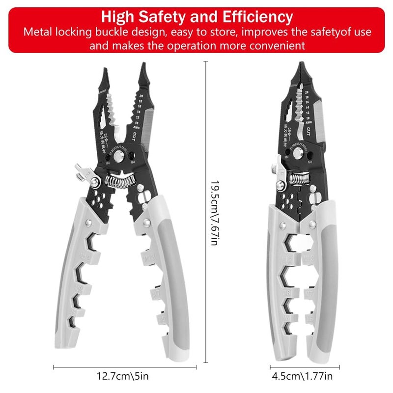 Obedient Obedient Wire Stripper Plier Crimping Tool 28IN1 and Cutter Multifunctional Tool Chromium Vanadium Steel Cutting Crimping for Electrician Stainless Puller Plier Cable Looping Splitting Stripping  - Image 2