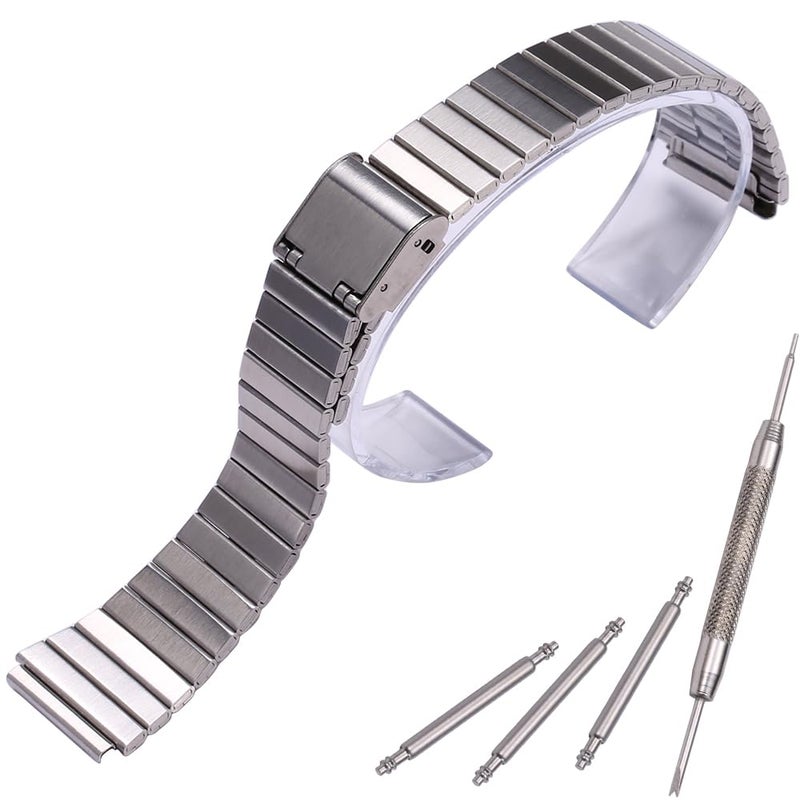 MCXGL 18mm Stainless Steel Strap Compatible with Casio A700W A158WA A168WA AE1000 Classic Bracelet Unisex Replacement Watch Band silvery - Image 2
