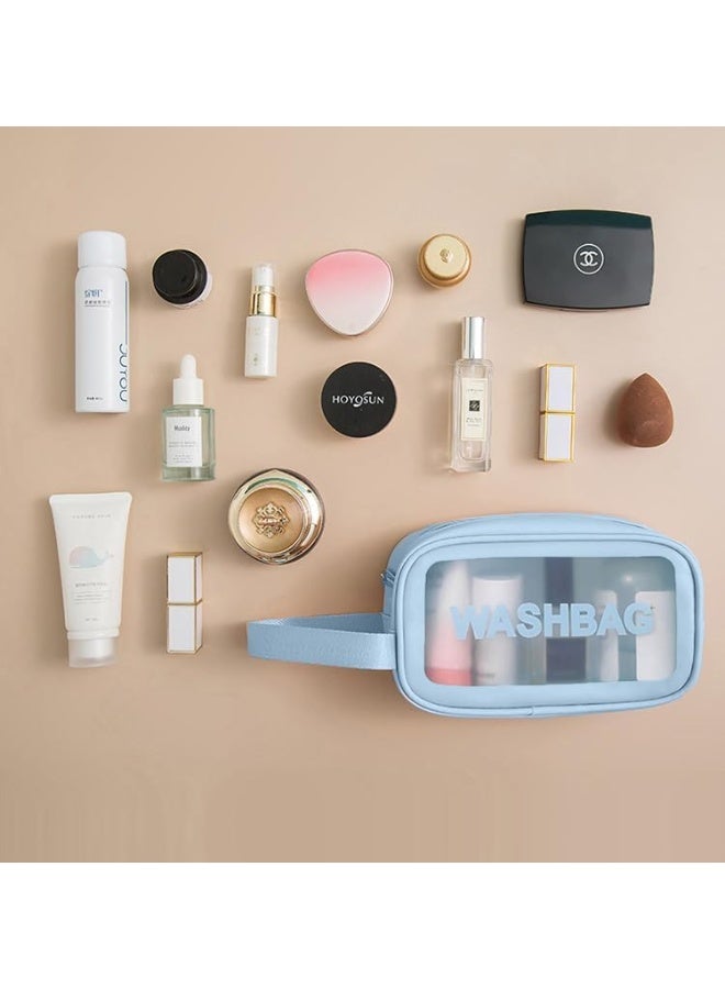 حقيبة أدوات تجميل شفافة، حقيبة مكياج، حقيبة سفر شفافة للنساء والفتيات (مقاس صغير، لون أزرق فاتح) - Image 4
