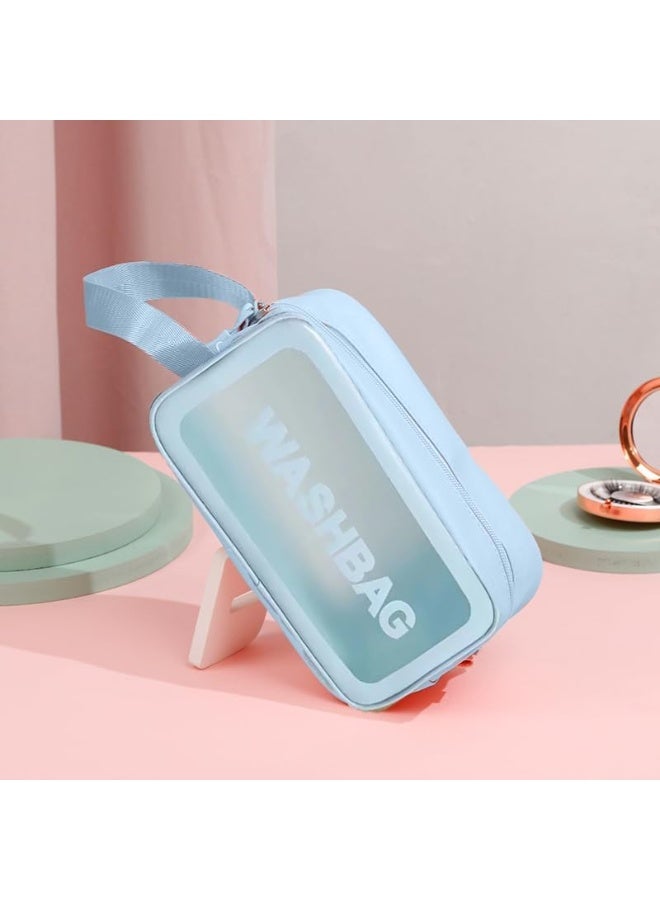 حقيبة أدوات تجميل شفافة، حقيبة مكياج، حقيبة سفر شفافة للنساء والفتيات (مقاس صغير، لون أزرق فاتح) - Image 5