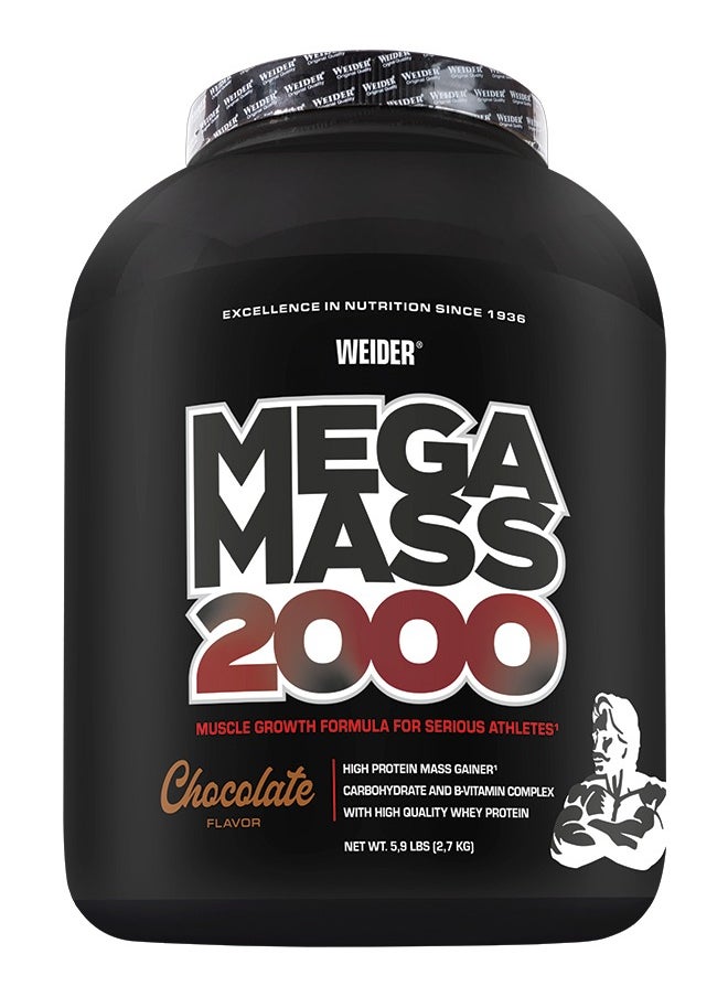 Weider Mega Mass 2000 - 2.7kg Chocolate, High-Calorie Mass Gainer  - Image 1