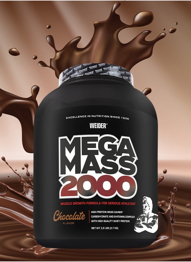Weider Mega Mass 2000 - 2.7kg Chocolate, High-Calorie Mass Gainer  - Image 2