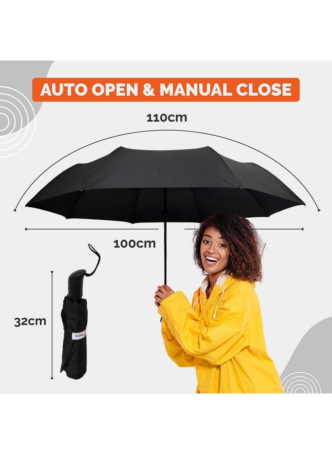 Destinio auto open manual close umbrella, 21 inch, umbrella for men, 3 fold umbrella for women, Small umbrella 3 fold, Portable & Folding umbrella for women, men, kids for travel (black, 21 inch) - Image 4
