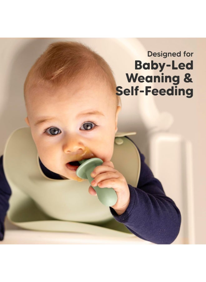 KeaBabies 4-Pack Silicone Baby Spoons and Forks Set - Baby Led Weaning Utensils 6-12 Months, Self Feeding Toddler Spoon & Fork for Training, Teething, Easy to Hold, BPA-Free Silicone (Sage) - Image 4
