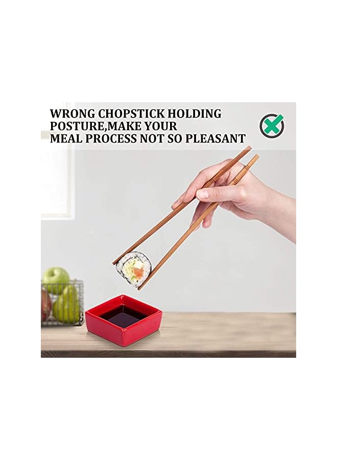S-TOP Chopstick Helpers 5 Pieces Reusable Chopstick Helpers Training Chopsticks BPA Free POM Fon-Toxic Non-Slippery for Many Age, Beginner, Trainers or Learner, Left or Right Hand Red - Image 2