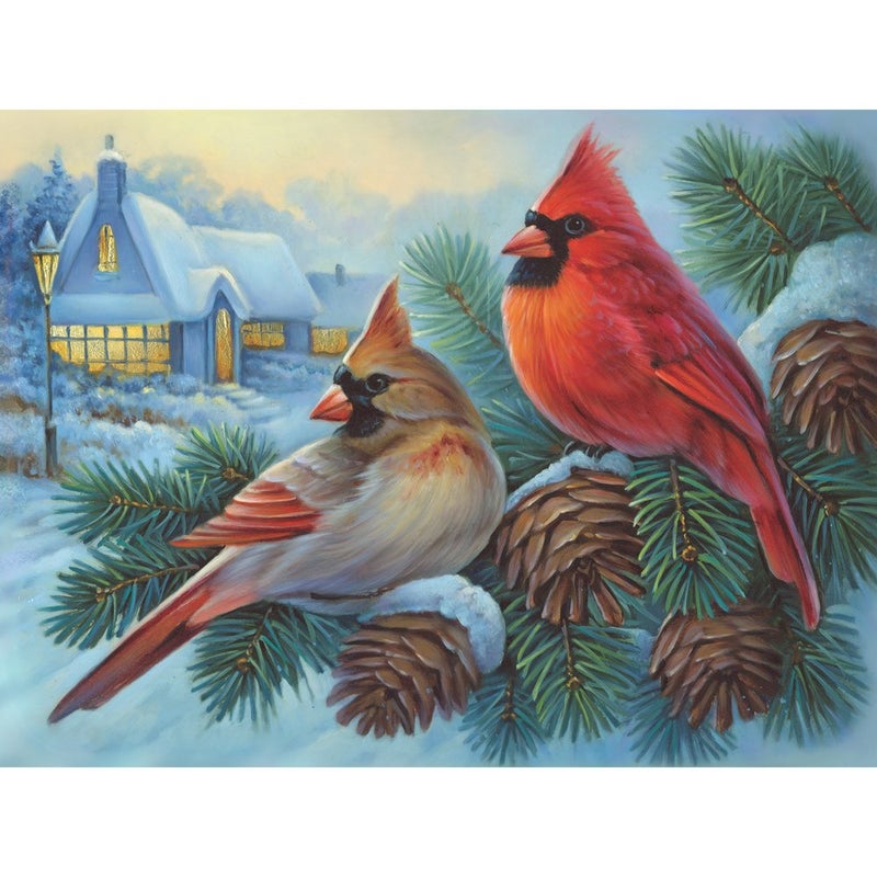 Bits and Pieces 500 Piece Jigsaw Puzzle for Adults Winter Cardinals Birds in The Winter Jigsaw Puzzle by Artist Oleg Gavrilov Completed Puzzle Size 18 x 24