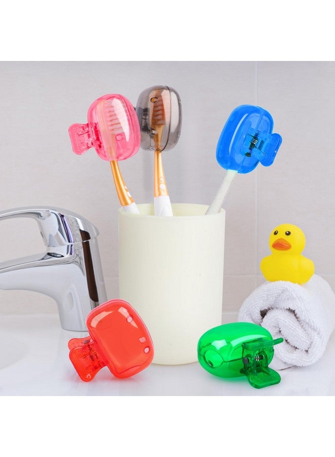Fowecelt 5 Pack Travel Toothbrush Head Covers Cap, Toothbrush Protector Brush Pod Case Protective Plastic Clip for Household Travel, Camping, Bathroom, School, Business - Image 3