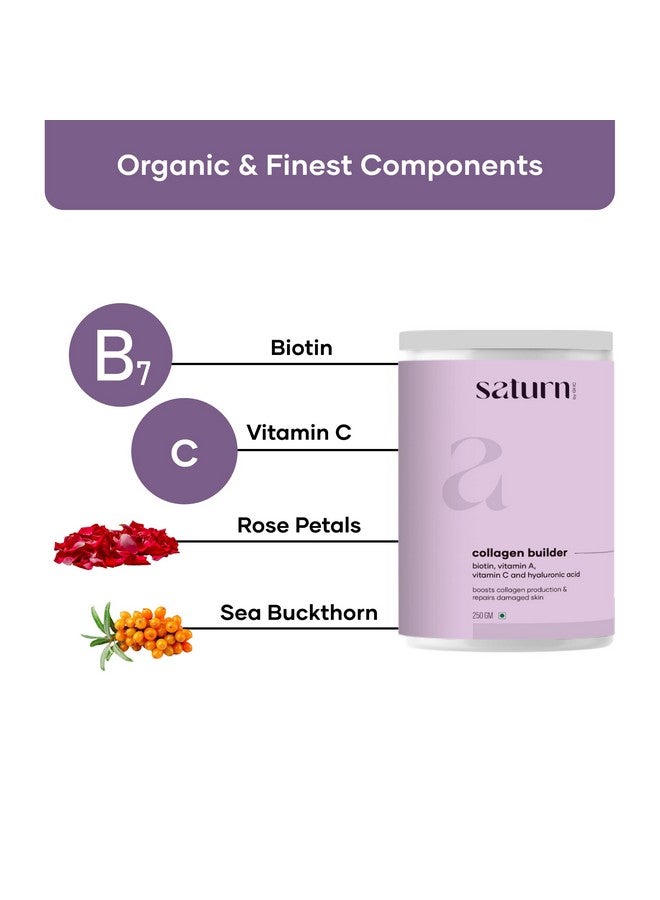 Saturn by GHC Premium Marine Beauty Collagen Powder - 100% Vegan | Plant Based Collagen With Biotin, Vitamin C, Rose Petals And Sea Buckthorn | Helps In Glowing Skin And Hair Growth | Pack Of 2  - Image 2
