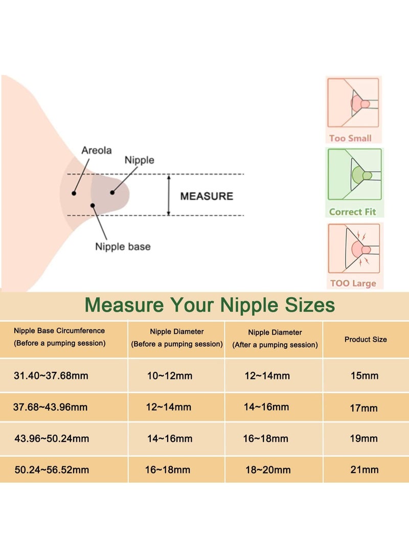 جونيس 3 قطع حلقات تحويل مضخة حليب الثدي - حلقات عملية قابلة للتبديل بمقاسات 17مم، 19مم، 21مم - Image 2