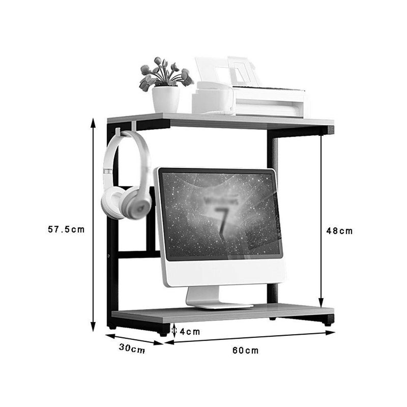 INDIAN DECOR INDIAN DECOR 28902 Desktop Printing Double Machine Bracket Display Heightening Frame Bottom Keyboard Hidden Storage 2 Layers SteelWood Structure Color Light Walnut - Image 3