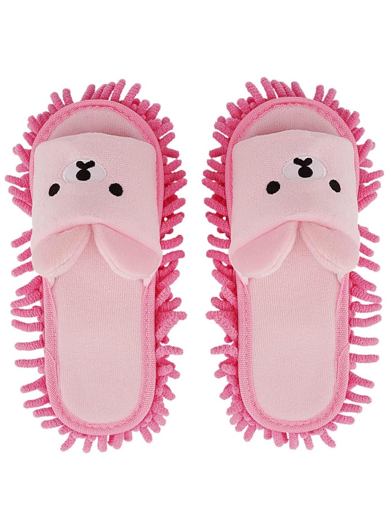 Detachable Microfiber Mop Slippers for Floor Cleaning, Soft & Comfortable Dusting Shoes for Men & Women, Washable Uni Slippers (M, Pink) - Image 1