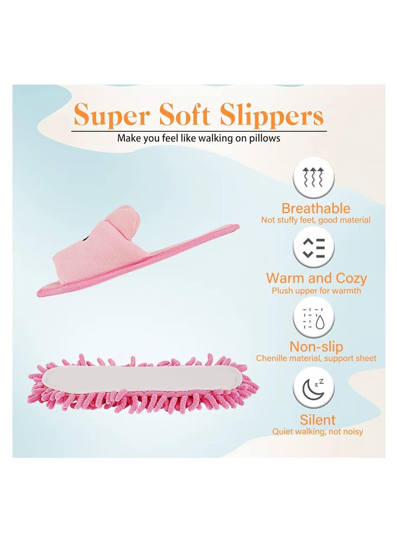 Detachable Microfiber Mop Slippers for Floor Cleaning, Soft & Comfortable Dusting Shoes for Men & Women, Washable Uni Slippers (M, Pink) - Image 3