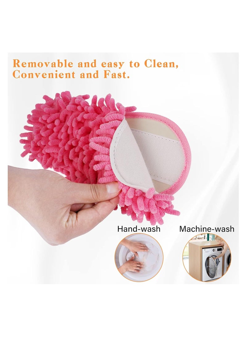 Detachable Microfiber Mop Slippers for Floor Cleaning, Soft & Comfortable Dusting Shoes for Men & Women, Washable Uni Slippers (M, Pink) - Image 2