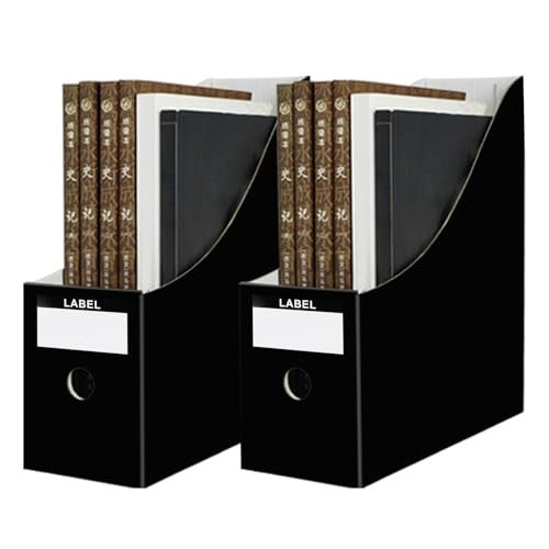 Limitliho Magazine Holde, Magazine File Holder for Home, Office, Desk, 10.6'' H×10.2'' L ×3.5''W Magazine Storage Box (Black, 2 Pack) - Image 1