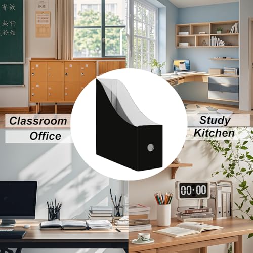 Limitliho Magazine Holde, Magazine File Holder for Home, Office, Desk, 10.6'' H×10.2'' L ×3.5''W Magazine Storage Box (Black, 2 Pack) - Image 3