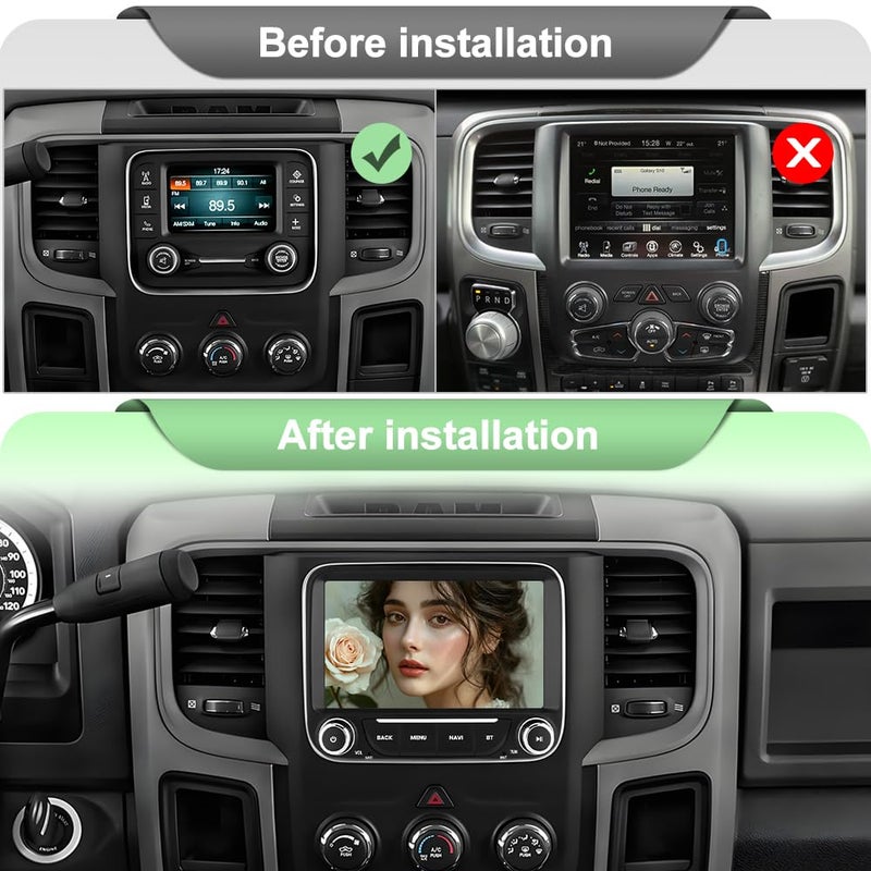 Votheon Car Radio Upgrade for Dodge RAM 1500 2500 3500 2013 2014 2015 2016 2017 2018,7 inch Screen Android 13 [2GB+64GB] with Carplay/Android Auto SWC GPS WiFi Bluetooth FM RDS AM DSP,Backup Camera - Image 2