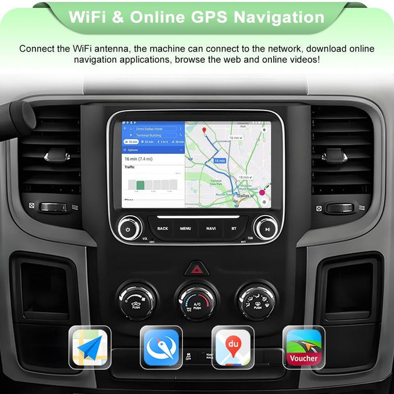 Votheon Car Radio Upgrade for Dodge RAM 1500 2500 3500 2013 2014 2015 2016 2017 2018,7 inch Screen Android 13 [2GB+64GB] with Carplay/Android Auto SWC GPS WiFi Bluetooth FM RDS AM DSP,Backup Camera - Image 5