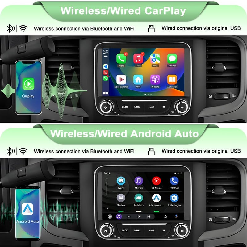 Votheon Car Radio Upgrade for Dodge RAM 1500 2500 3500 2013 2014 2015 2016 2017 2018,7 inch Screen Android 13 [2GB+64GB] with Carplay/Android Auto SWC GPS WiFi Bluetooth FM RDS AM DSP,Backup Camera - Image 3