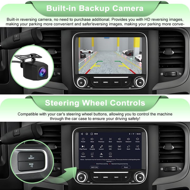Votheon Car Radio Upgrade for Dodge RAM 1500 2500 3500 2013 2014 2015 2016 2017 2018,7 inch Screen Android 13 [2GB+64GB] with Carplay/Android Auto SWC GPS WiFi Bluetooth FM RDS AM DSP,Backup Camera - Image 4