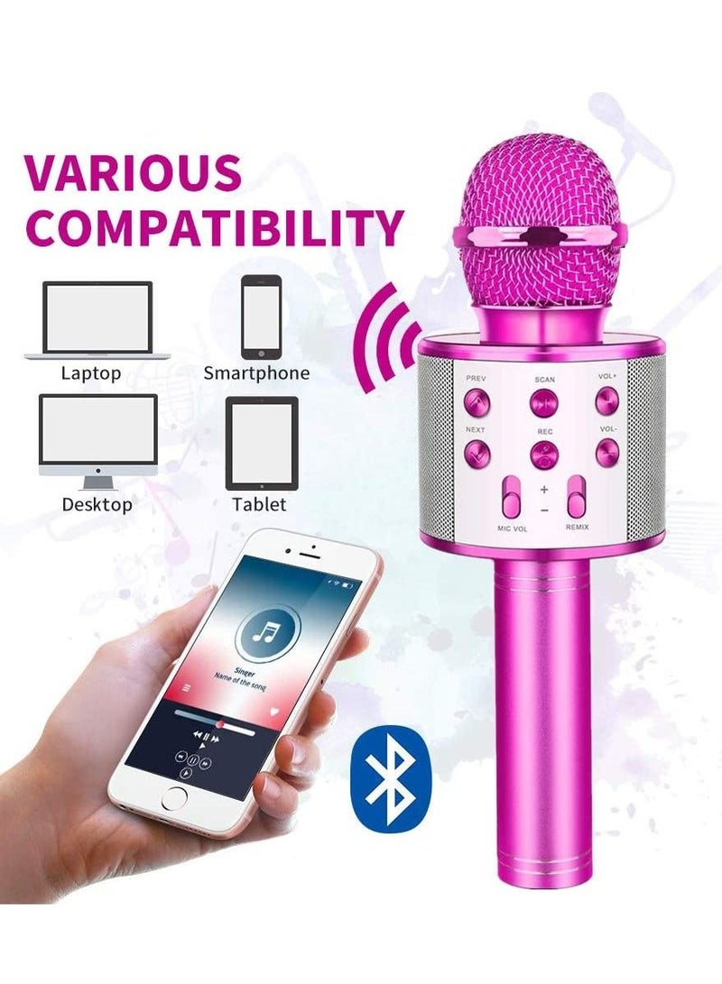 Wireless Bluetooth Karaoke Microphone, Rechargeable Kids Microphone Karaoke Machine,Professional Handheld Karaoke Mic Speaker Home KTV Kids Birthday Party - Best Gifts for Kids Adults (Pink) - Image 3