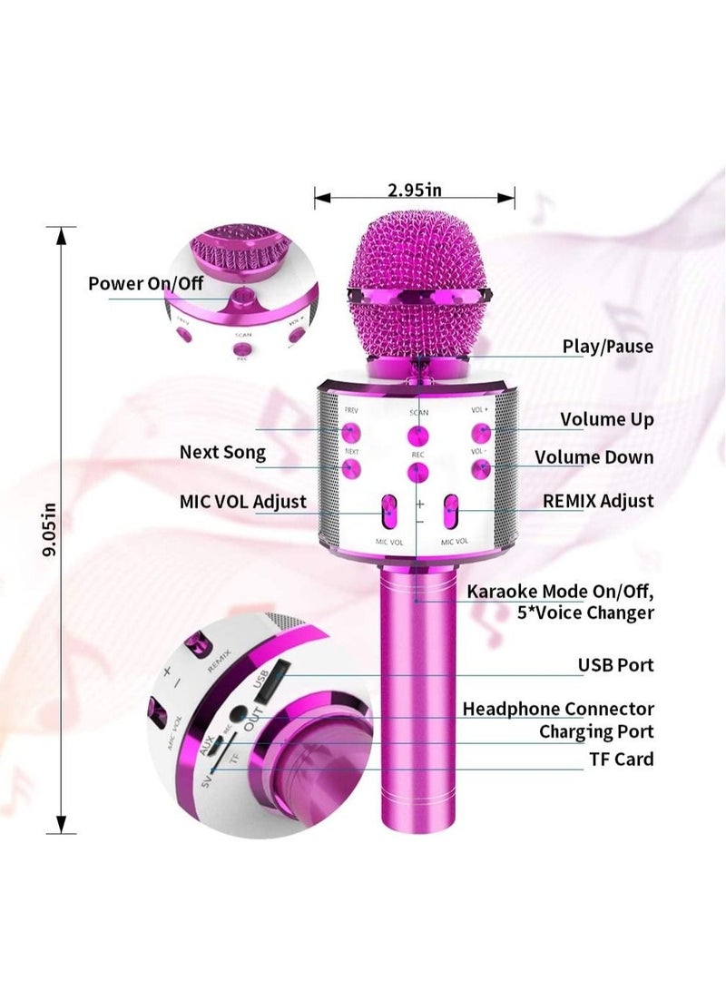 Wireless Bluetooth Karaoke Microphone, Rechargeable Kids Microphone Karaoke Machine,Professional Handheld Karaoke Mic Speaker Home KTV Kids Birthday Party - Best Gifts for Kids Adults (Pink) - Image 2
