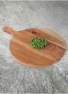 REZLAN UAE Round-Corner Acacia Chopping Board - 30x41x1.8cm - Ergonomic 4" Handles & Non-Slip Base  - Image 5