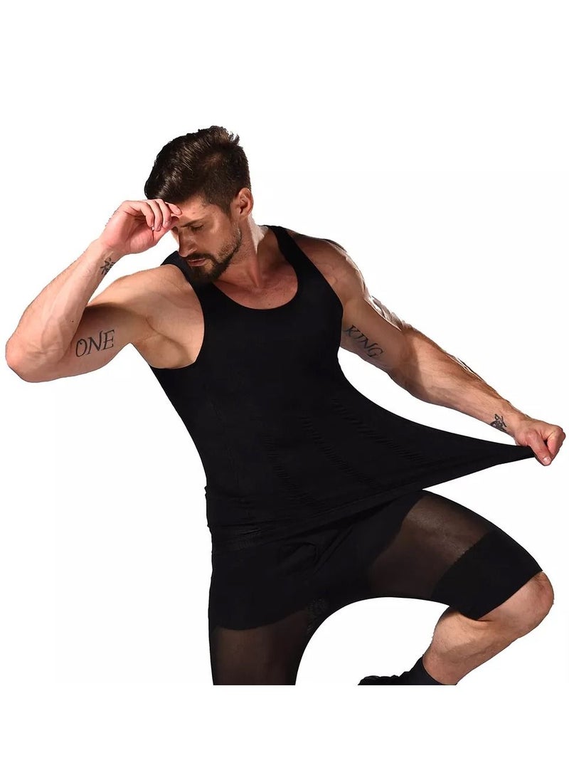 SLIM'N LIFT - Sauna Vest Compression Slimming Vest Underwear Buster Belly Fat Body Shaping Clothes Slim Corset Men Black - Image 1