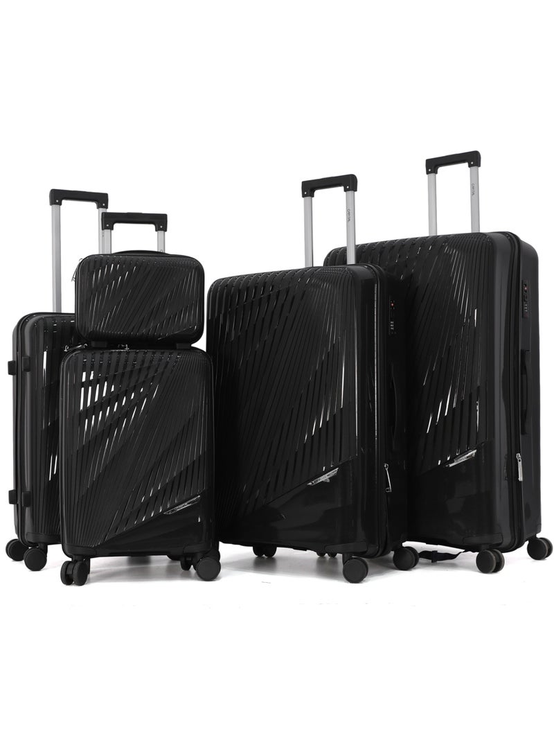 CAPITAL Unbreakable Hardshell PP Luggage Trolley Bag 5 Pieces Set With Double Spinner Wheels (BC-12",S-20",M-24",L-28",XL-32") - Image 1