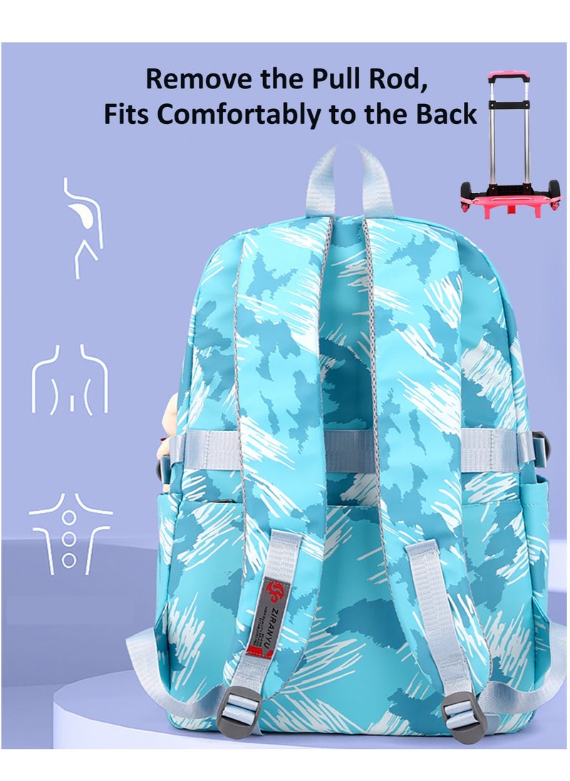 Generic Kids Trolley School Bag Rolling Backpack, Fashion Color Graffiti Primary School Students Wheeled Schoolbag for Girls and Boys  - Image 3