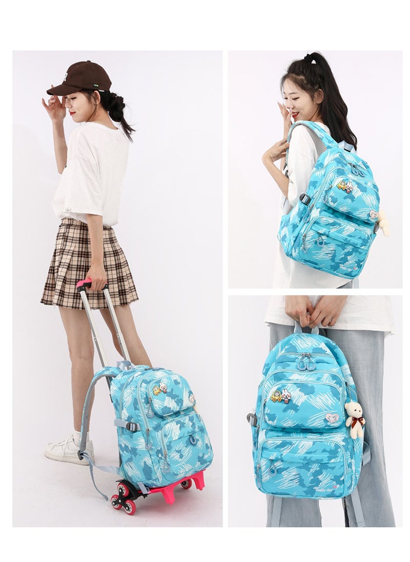 Generic Kids Trolley School Bag Rolling Backpack, Fashion Color Graffiti Primary School Students Wheeled Schoolbag for Girls and Boys  - Image 2