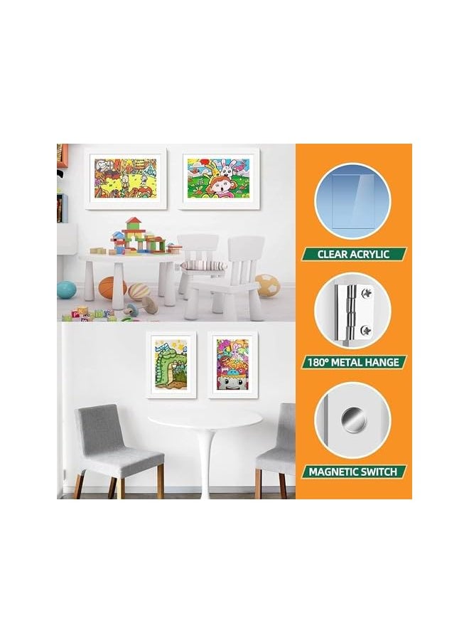 The Bros 2PCS Kids Art Frame, Changeable Display Picture Frame A4, Front Opening Frames for Children's Drawings, Projects, Schoolwork, Crafts Hanging (White)  - Image 3