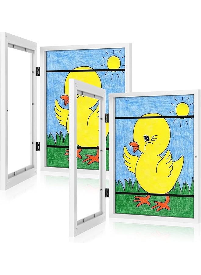 The Bros 2PCS Kids Art Frame, Changeable Display Picture Frame A4, Front Opening Frames for Children's Drawings, Projects, Schoolwork, Crafts Hanging (White)  - Image 1