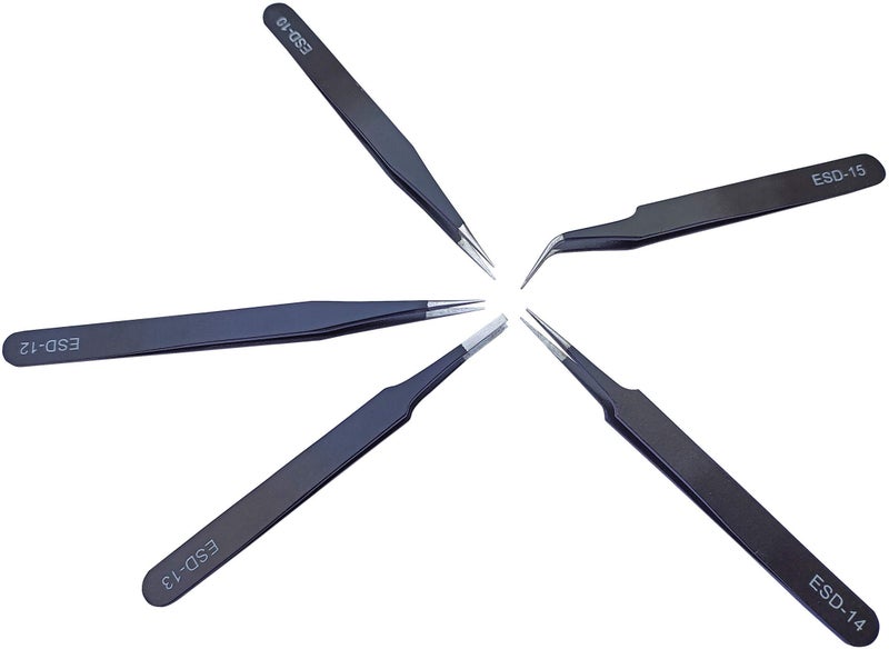Inditrust High Quality 5pc Tweezers Set for Mobile/Gadget/Laptop/Jewellery Repair - Image 1