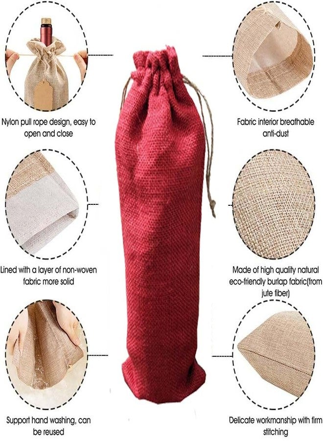 Handmakers Red Jute Wine Bags for 1 LTR Bottle | Jute Gift Bag for Wine Bottle | Wine Bottle Bag with Cheers - Image 4