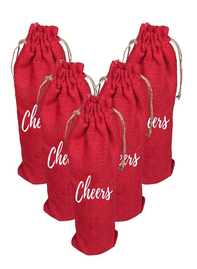 Handmakers Red Jute Wine Bags for 1 LTR Bottle | Jute Gift Bag for Wine Bottle | Wine Bottle Bag with Cheers - Image 2