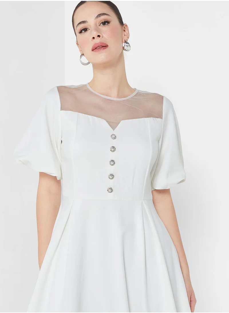 BERTY Button Detail Pleated Dress