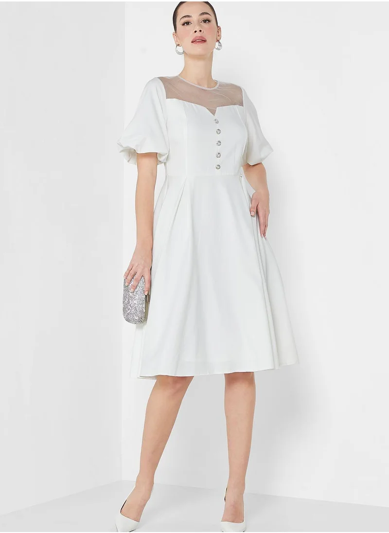BERTY Button Detail Pleated Dress
