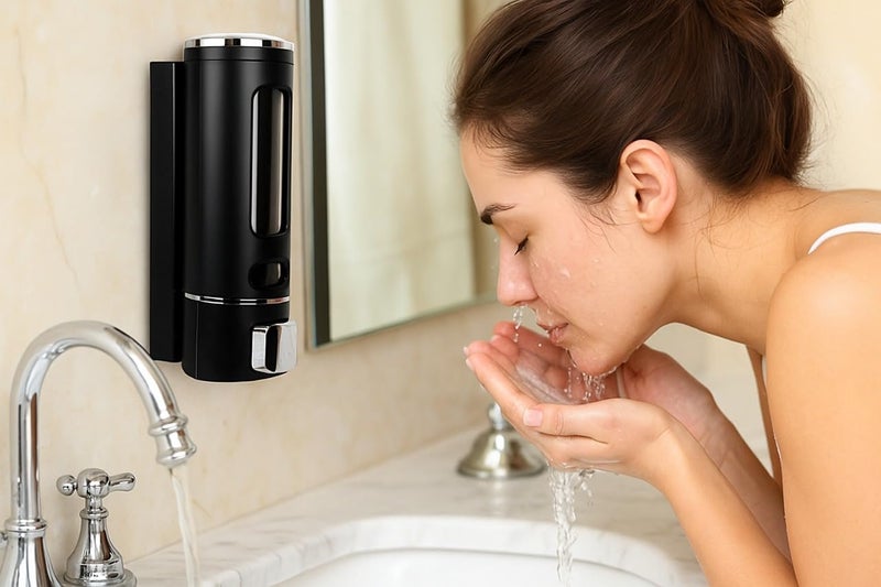 Bathoyum Multi Purpose Chrome Plated ABS Plastic Soap/Sanitizer/Conditioner/Lotion Gel Dispenser for Bathroom Kitchen (Black) - Image 3