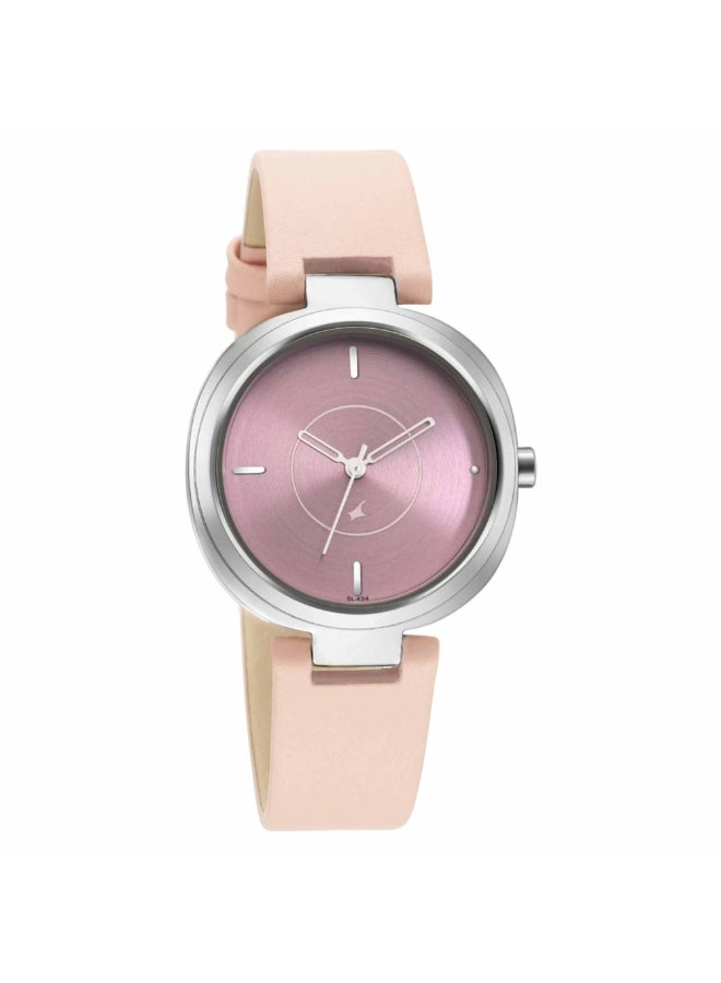 fastrack ساعة نسائية كاجوال بتاج وردي وحزام وردي - 6247SL01 - Image 1