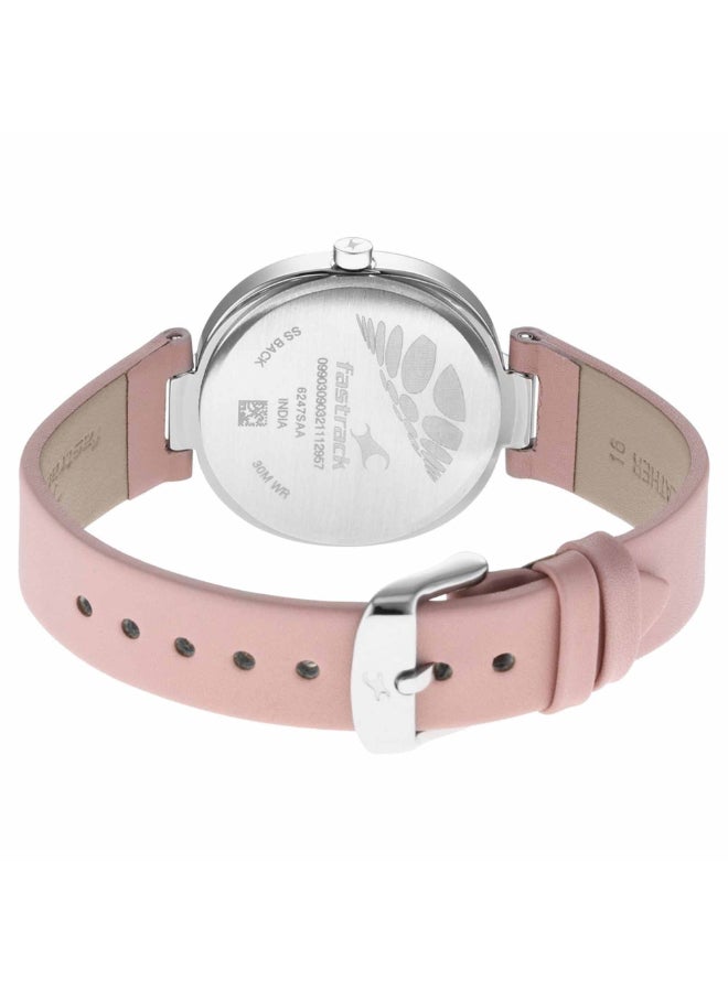 fastrack ساعة نسائية كاجوال بتاج وردي وحزام وردي - 6247SL01 - Image 4